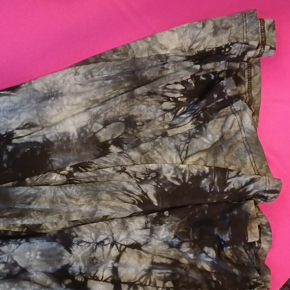 DOLLSKILL 2X CURRENT MOOD TYE DYED FOLD OVER LONG BELL BOTTOM PULL ON PANTS BLUE - Picture 4 of 11